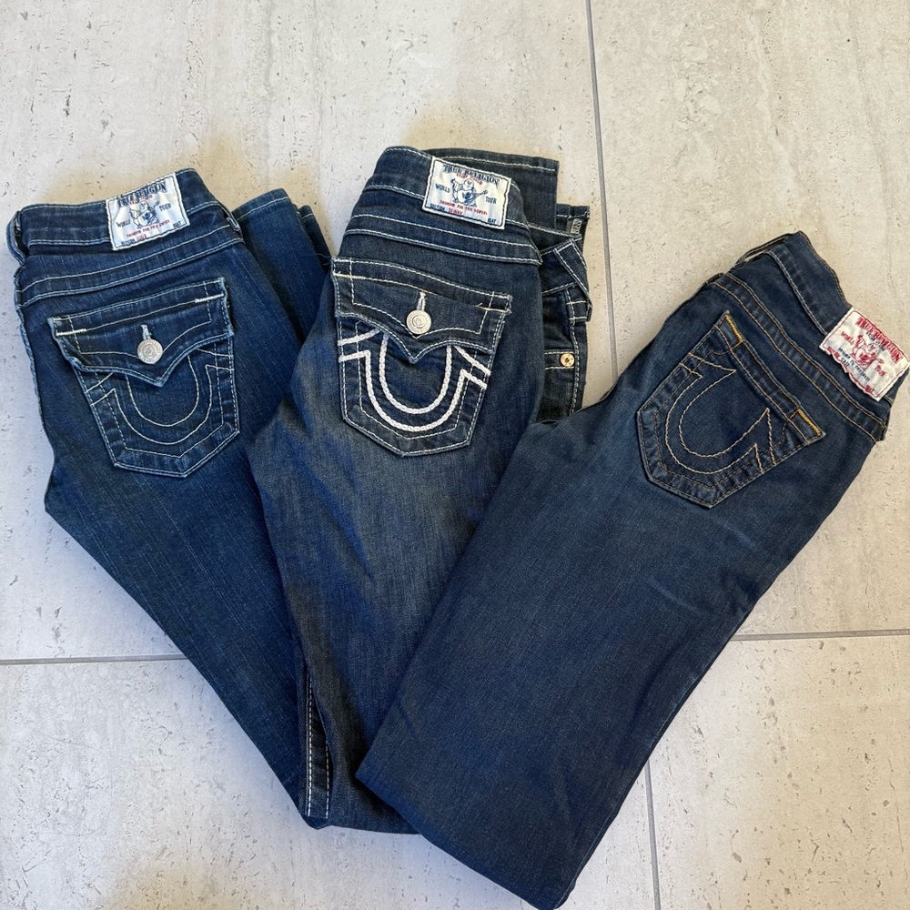 BUNDLE 3 pairs of True Religion Women's Dark Blue Skinny Jeans